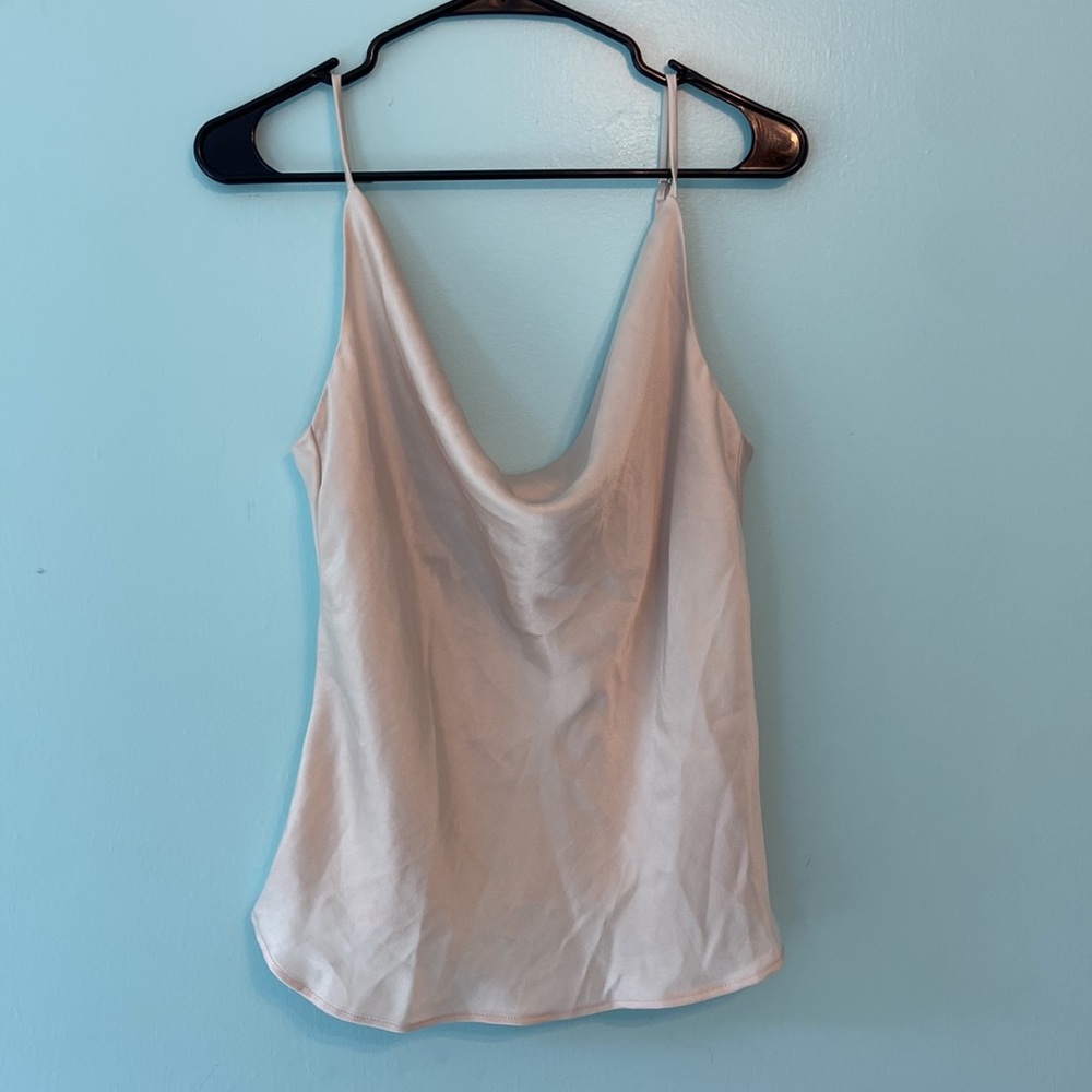 Planet Blue Cream Silk Tank Top